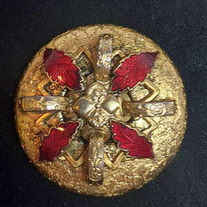 Vintage Freirich Brooch Gold Tone Red Enamel Costume Jewelry